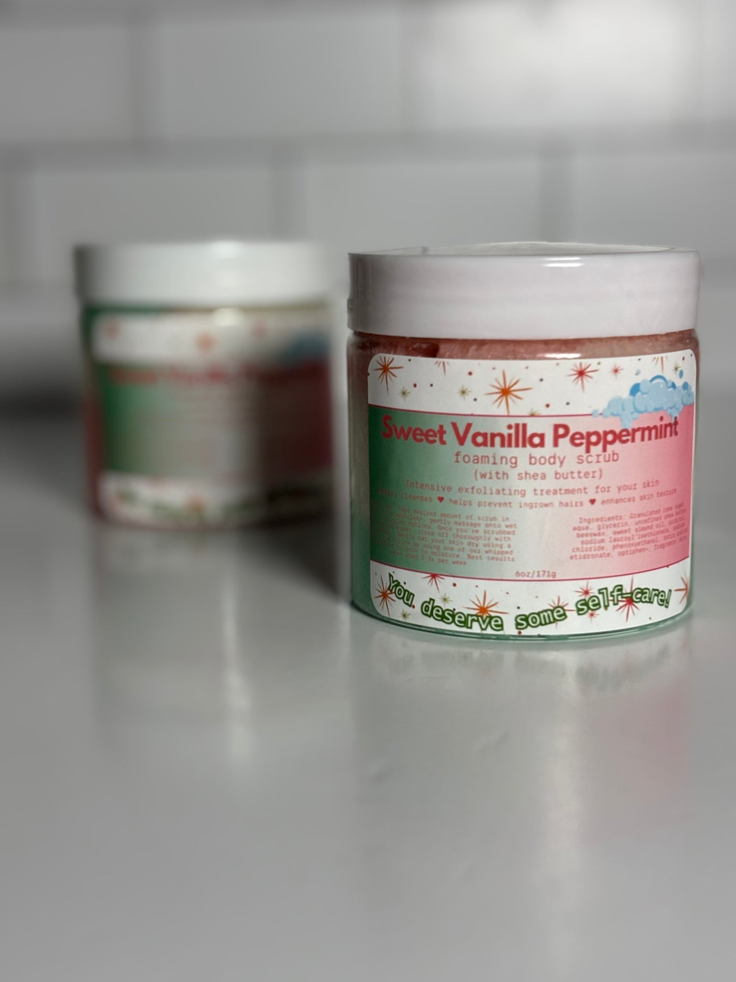 Sweet Vanilla Peppermint foaming body scrub