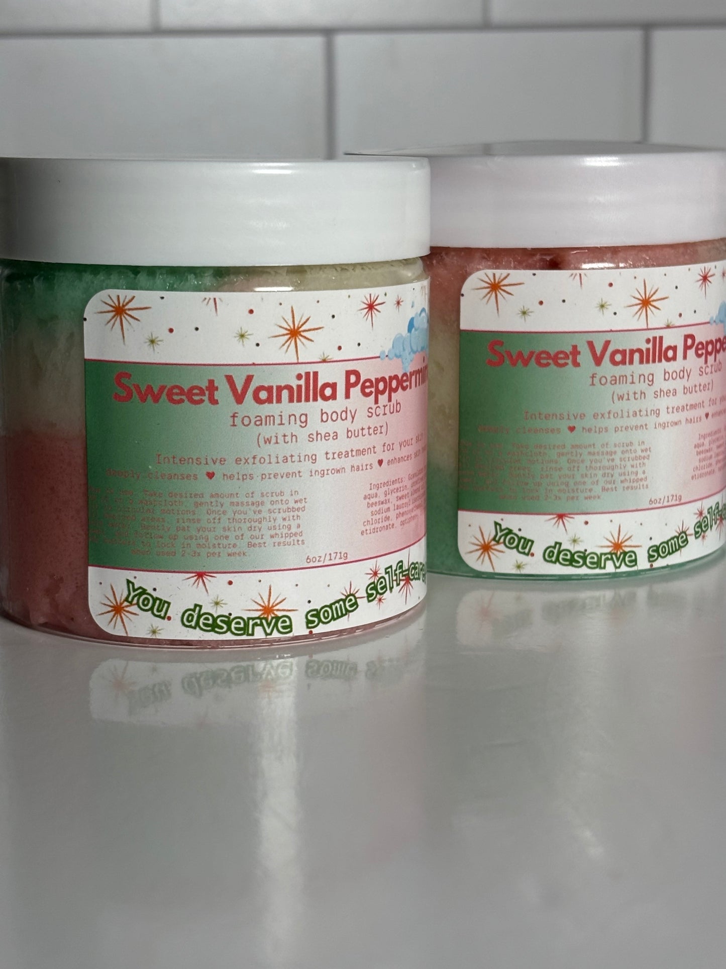 Sweet Vanilla Peppermint foaming body scrub