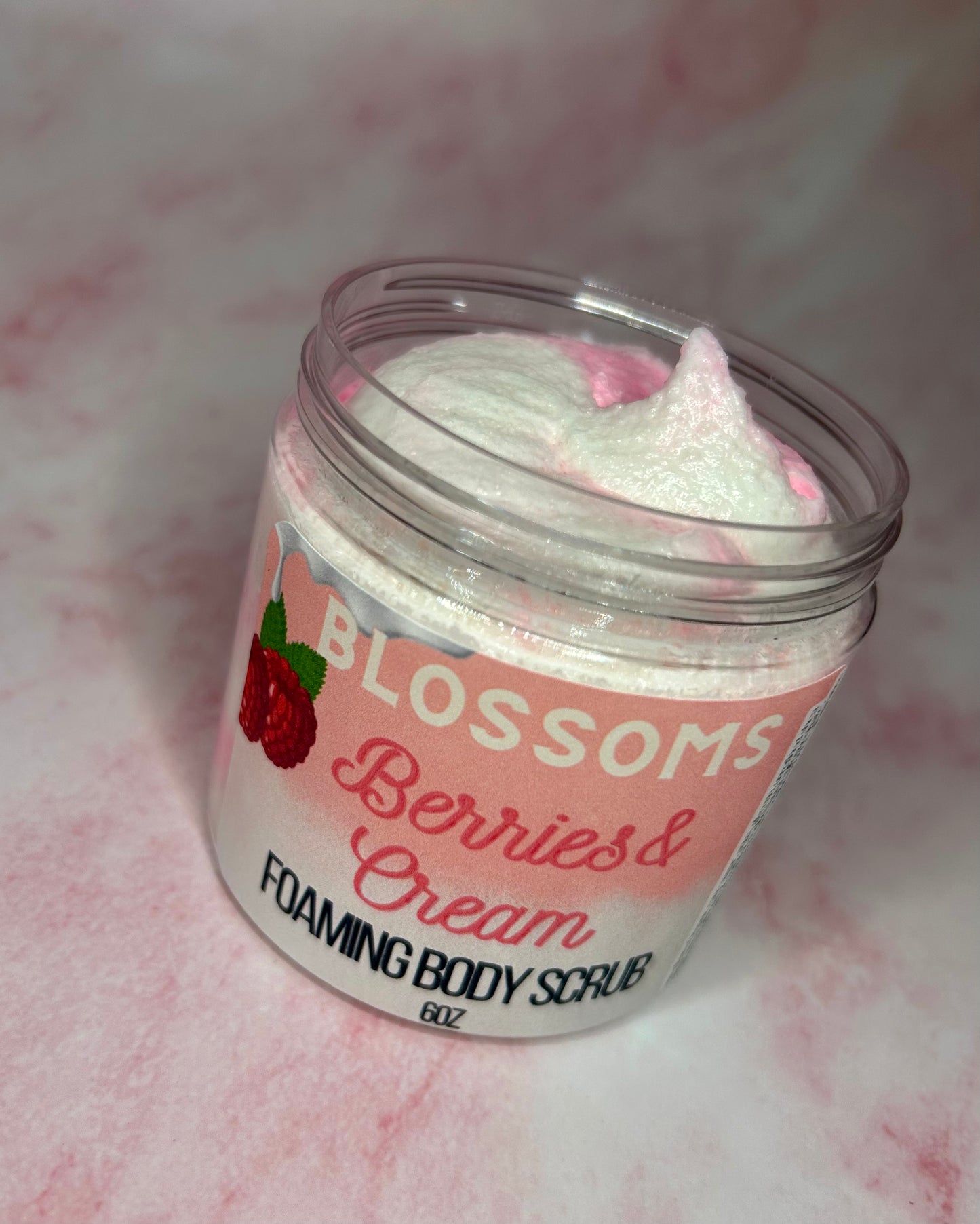 ‘Berries & cream’ foaming body scrub